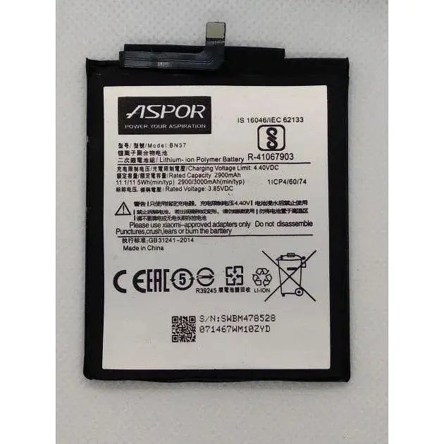 Аккумулятор Aspor original для Xiaomi Redmi 6 / 6A / m1804c3dg / m1804c3cg (BN37) - фото 2