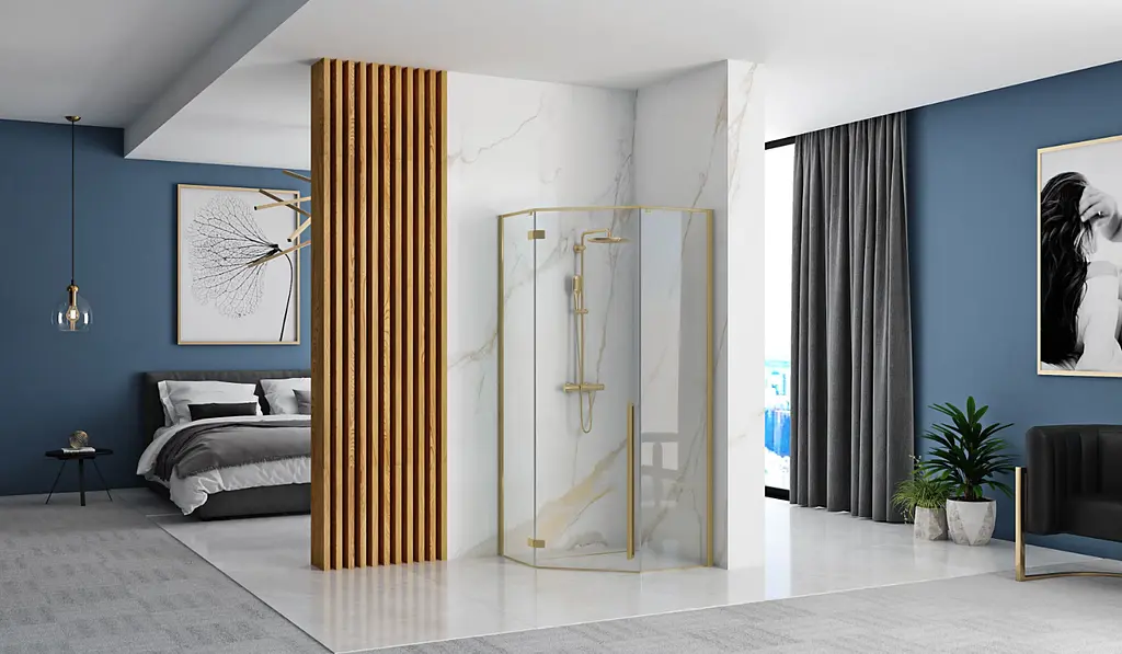 Душова кабіна Rea Diamond 90x90 brushed gold REA-K6506 - фото 2