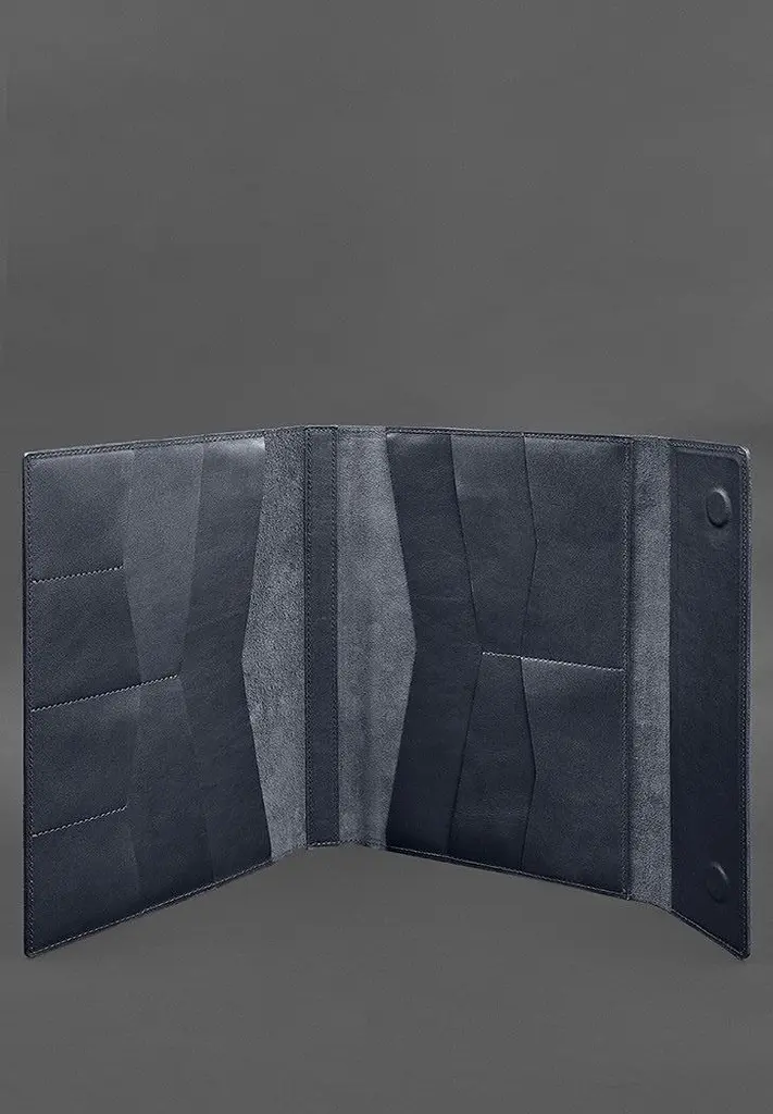 Шкіряна папка для документів "Сімейна" А4 Темно-синя - фото 4