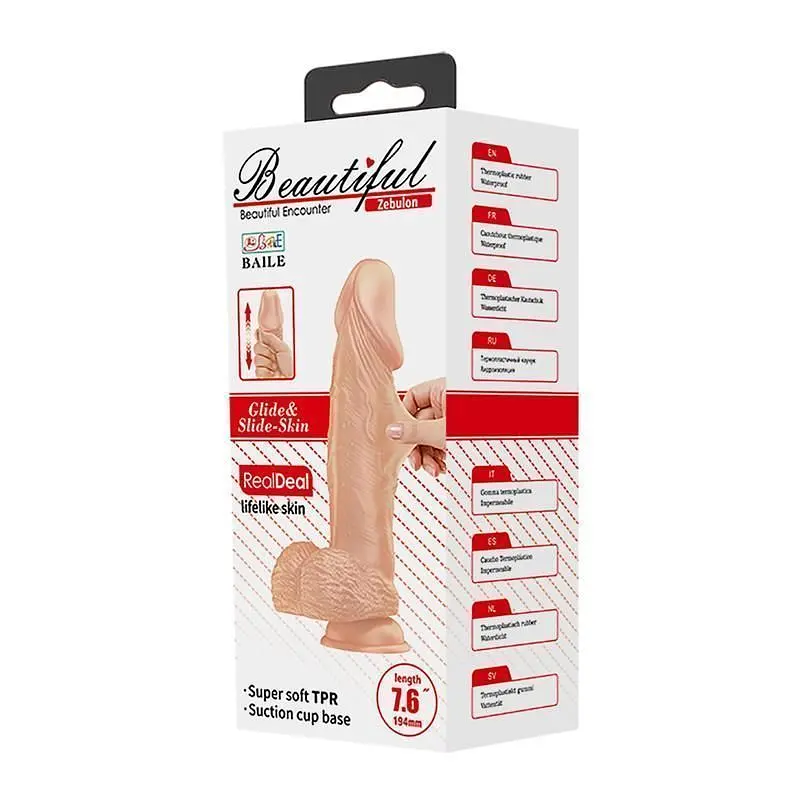 Реалістичний фалос на присосці Baile Beautiful Encounter Dildo Flesh, 19.4х4.2 см (тілесний) - фото 7