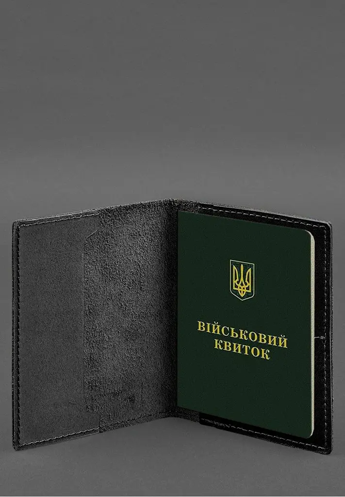 Шкіряна обкладинка для військового квитка з кишенями 7.2 чоний краст - фото 4