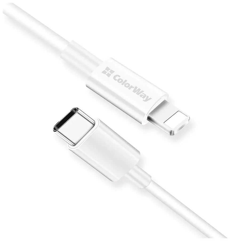 Дата кабель USB-C to Lightning 1.0m 3A white ColorWay (CW-CBPDCL032-WH) - фото 3