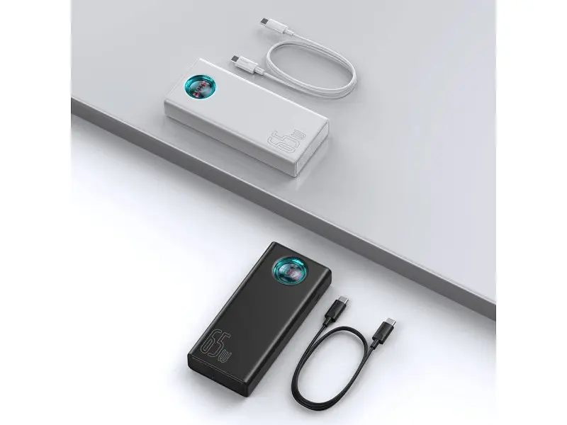 Зовнішній акумулятор (Power Bank) BASEUS Amblight Digital Display Quick Charge 65W 30000mAh White (PPLG-A02) - фото 8