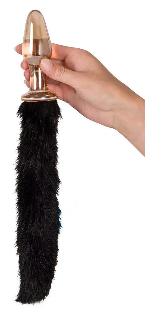 Анальна пробка Orion Glass Plug With Tail 12 см (прозорий) - фото 4