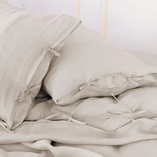 Комплект постільної білизни MirSon Natural Linen Jasmine льон полуторний бежево-сірий (2200008269036) - фото 4