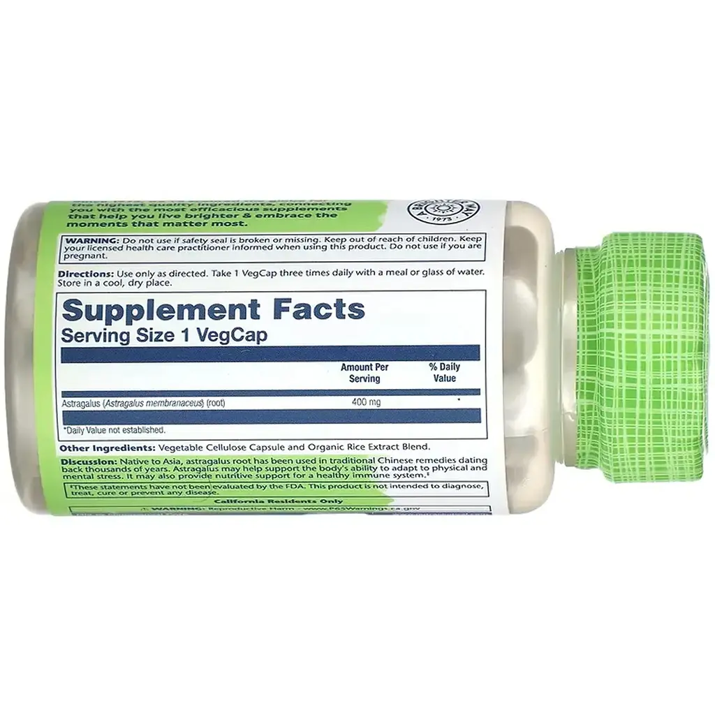 Астрагал Solaray Astragalus Root 400 мг 100 веганських капсул - фото 3