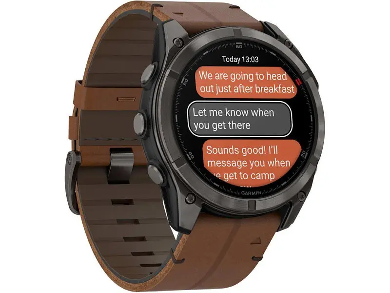 Смарт-годинник Garmin Fenix 8 Pro 51 mm AMOLED Carbon Gray DLC Titanium with Chestnut Leather Band (010-03199-40) - фото 2