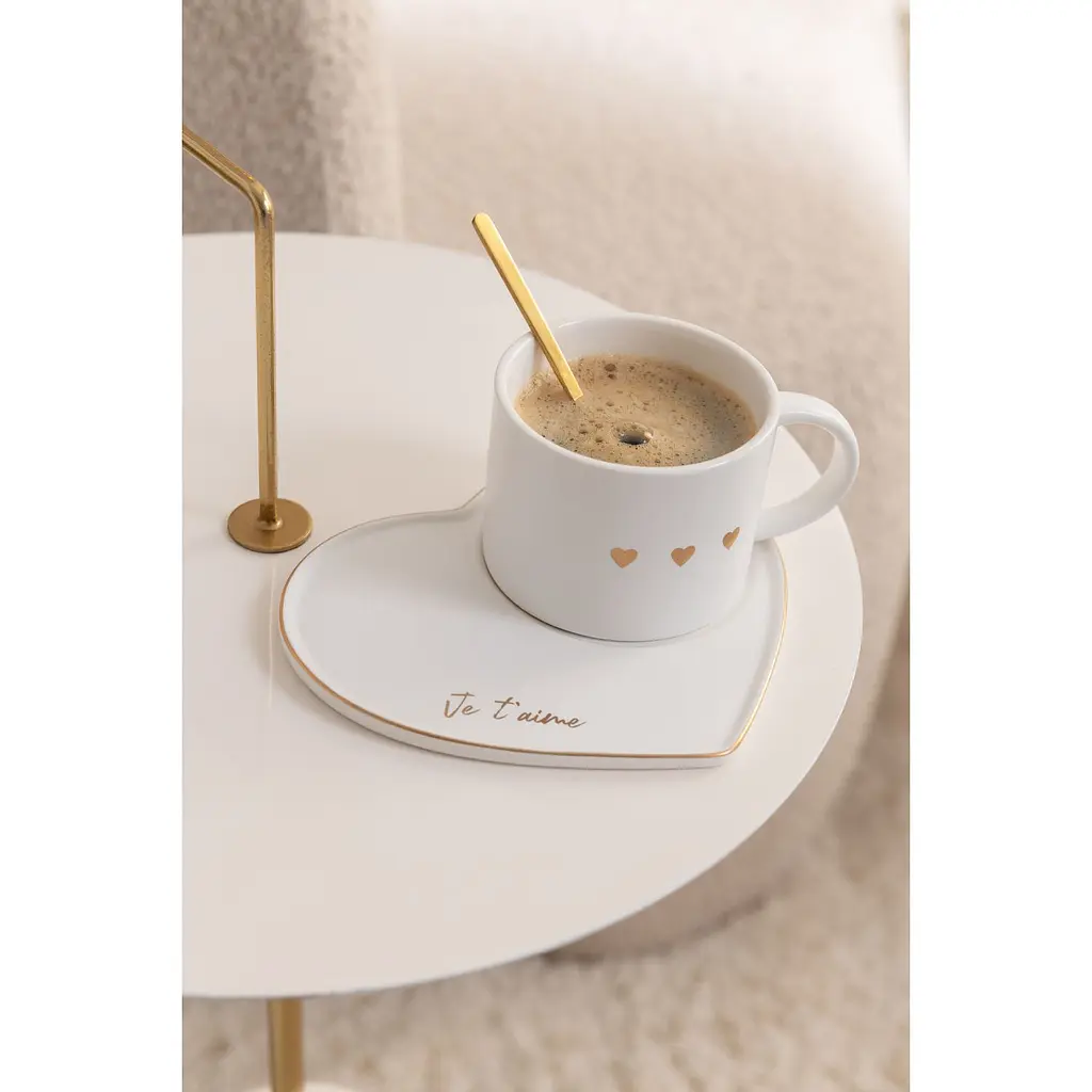 Кавовий столик J-line білий із золотом (46086) - фото 2