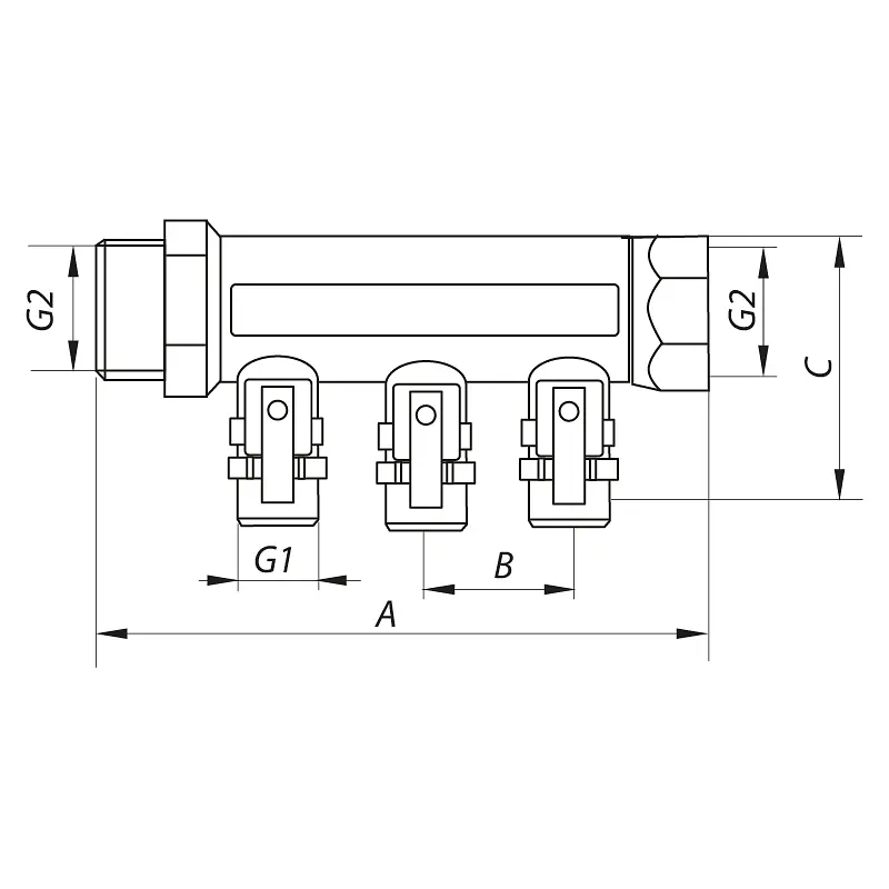 Колектор з кульовими кранами і фітингом Koer KR.1126-2 1"x2 ways KR2838 - фото 2