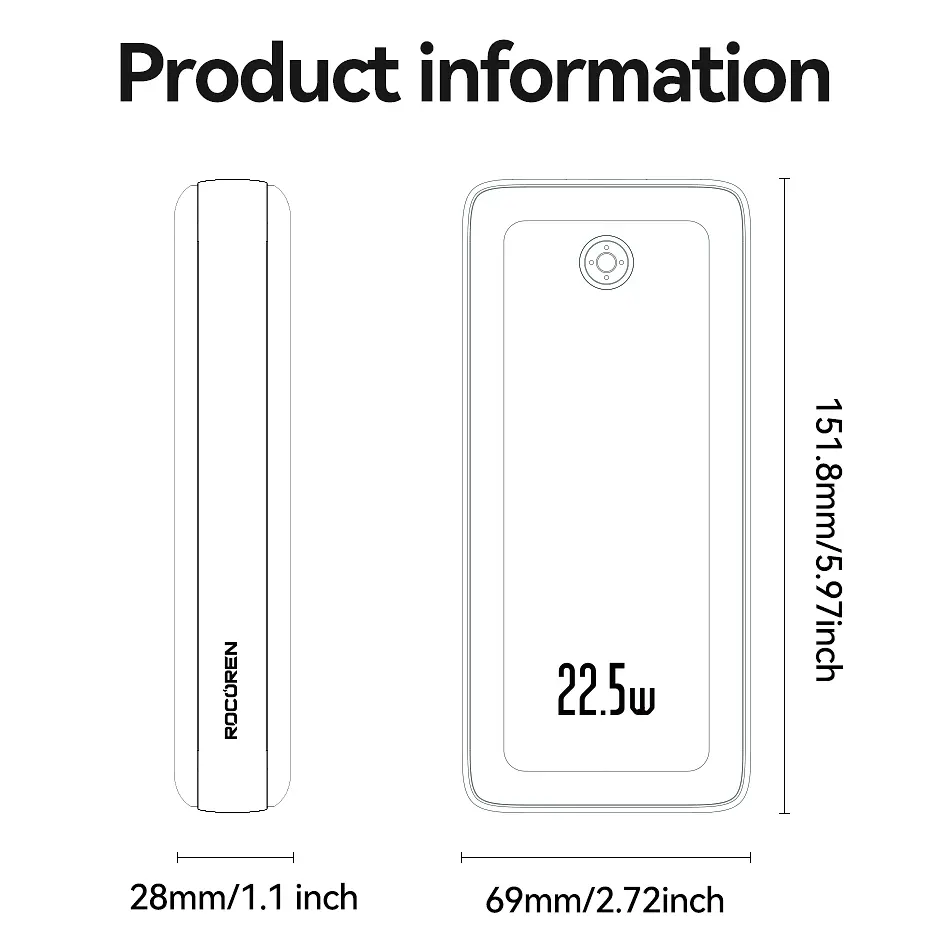 Павербанк - портативний аккумулятор Rocoren Haoyue Pro 20000mAh 22.5W чорний - фото 9