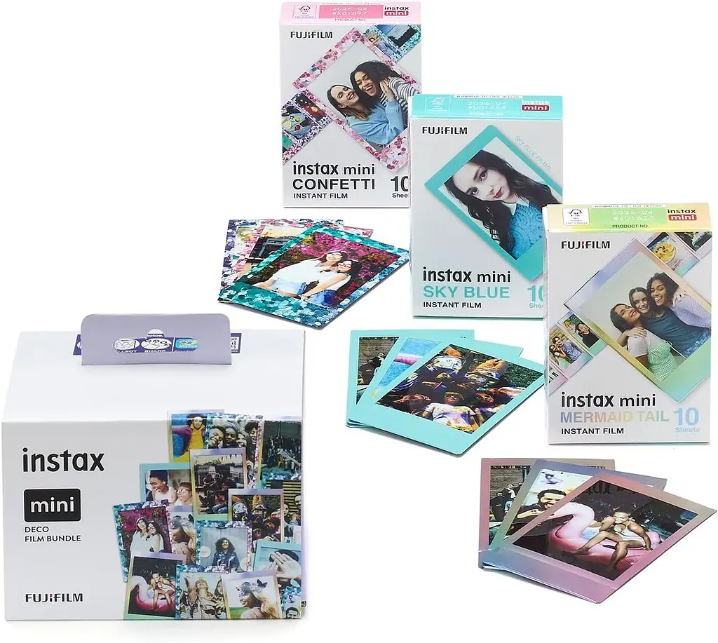 Фотопапір Fujifilm Instax Mini Deco Film Bundle 30шт. 3 картриджа по 10 аркушів Confetti Blue і Mermaid - фото 6