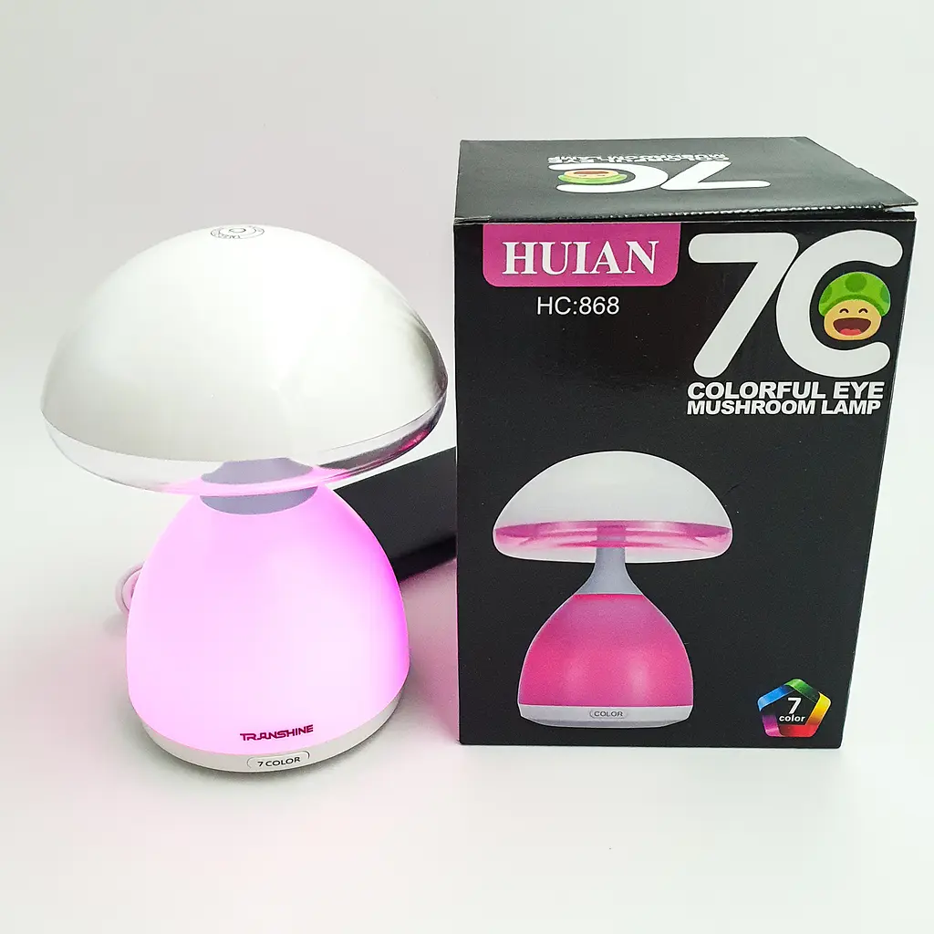 Дитячий нічник лампа Грибок 7 LED кольорів акумуляторний USB світильник іграшка HUIAN 7C LAMP HC-868 білий - фото 2