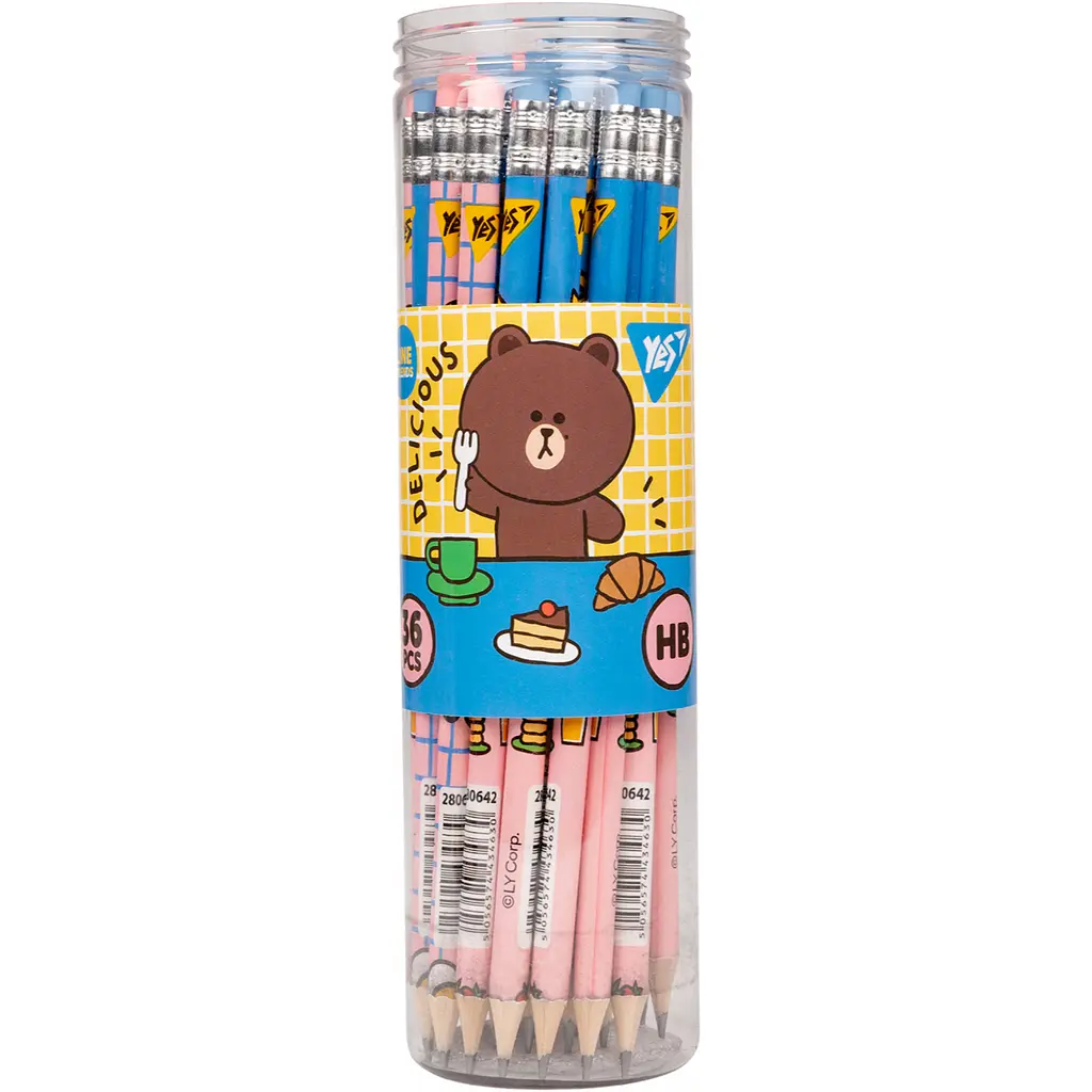 Олівець чорнографітний Yes Line Friends Sally and Cony круглий з гумкою 36 шт. (280642) - фото 2