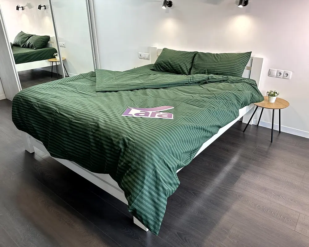 Постільна білизна LARA бязь-страйп Green d11225e євро - фото 4