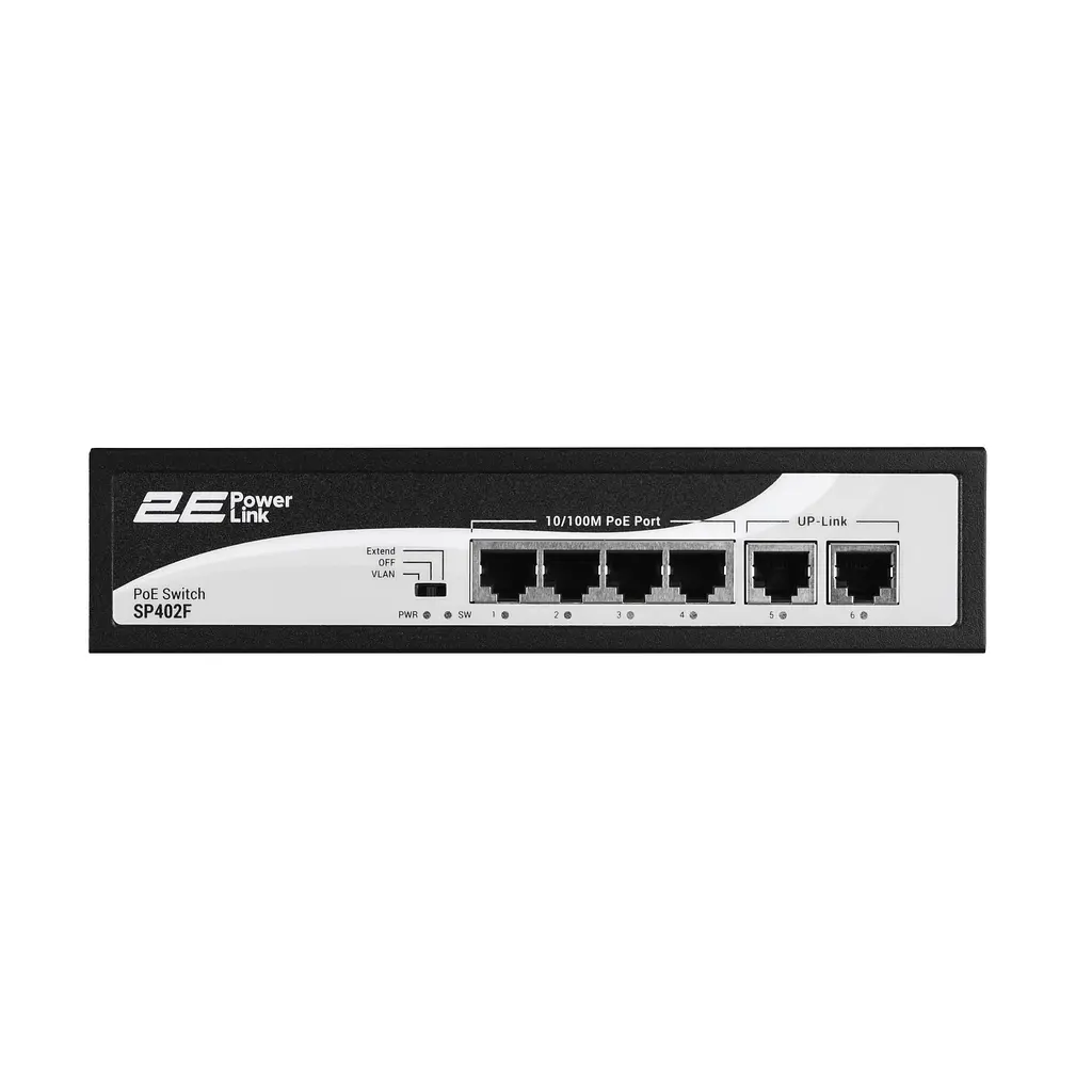 Коммутатор PowerLink SP402F 6xFE (4xPoE, 2xUplink), 55Вт, Неуправляемый 2E teh0018107 - фото 8
