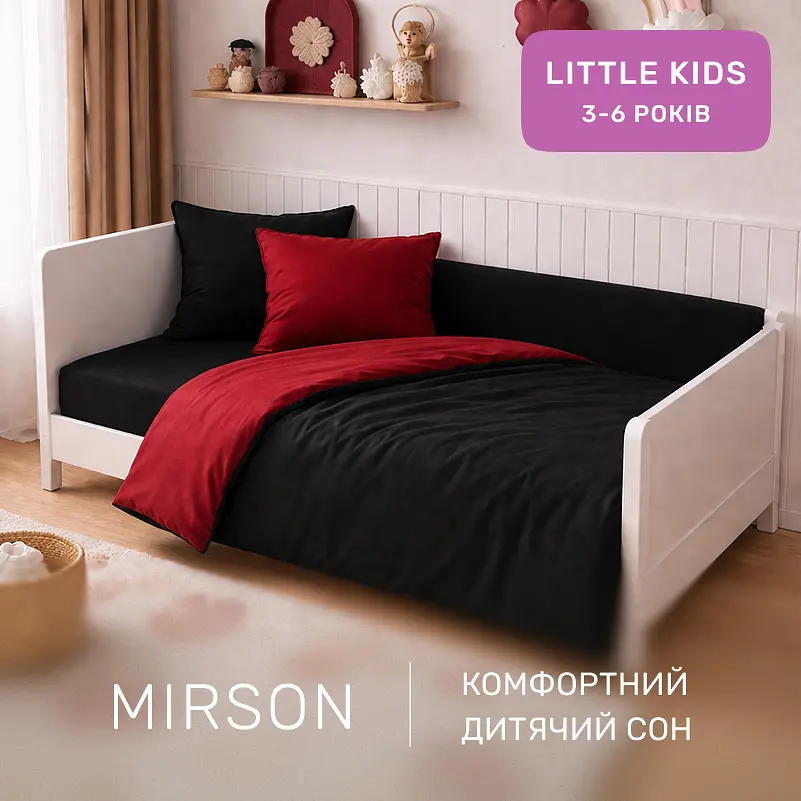 Дитяча постільна білизна MIRSON LITTLE KIDS фланель Black/Red 110х160см (2200012799789) - фото 6