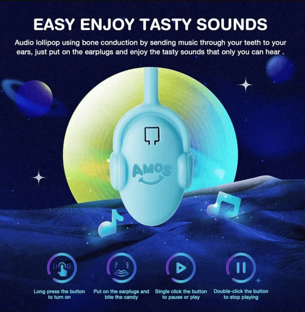 Льодяник Amos Tasty Sounds Audio Lollipop Sea Salt Lemon Flavor 12г - фото 6