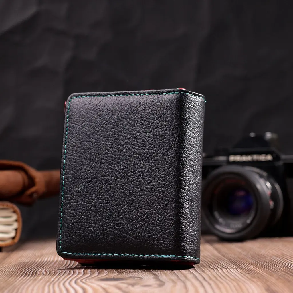 Вертикальний невеликий жіночий гаманець із натуральної шкіри ST Leather 19436 чорний - фото 8