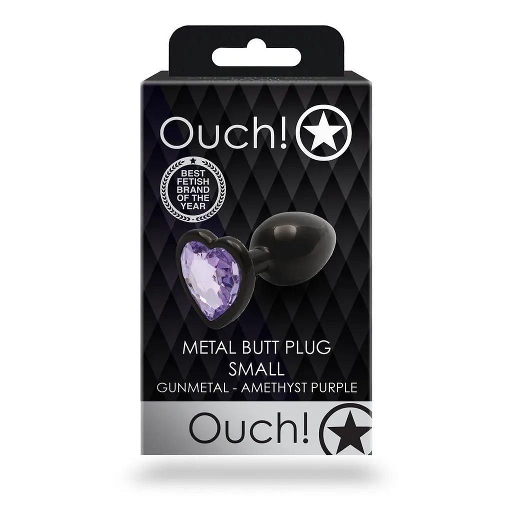 Анальна пробка Ouch! Heart Gem Butt Plug Small, 6.9 см (чорний) - фото 7