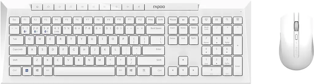 Комплект RAPOO 8210M Multi-mode Wireless Keyboard & Mouse Desktop Set white (13588) - фото 5