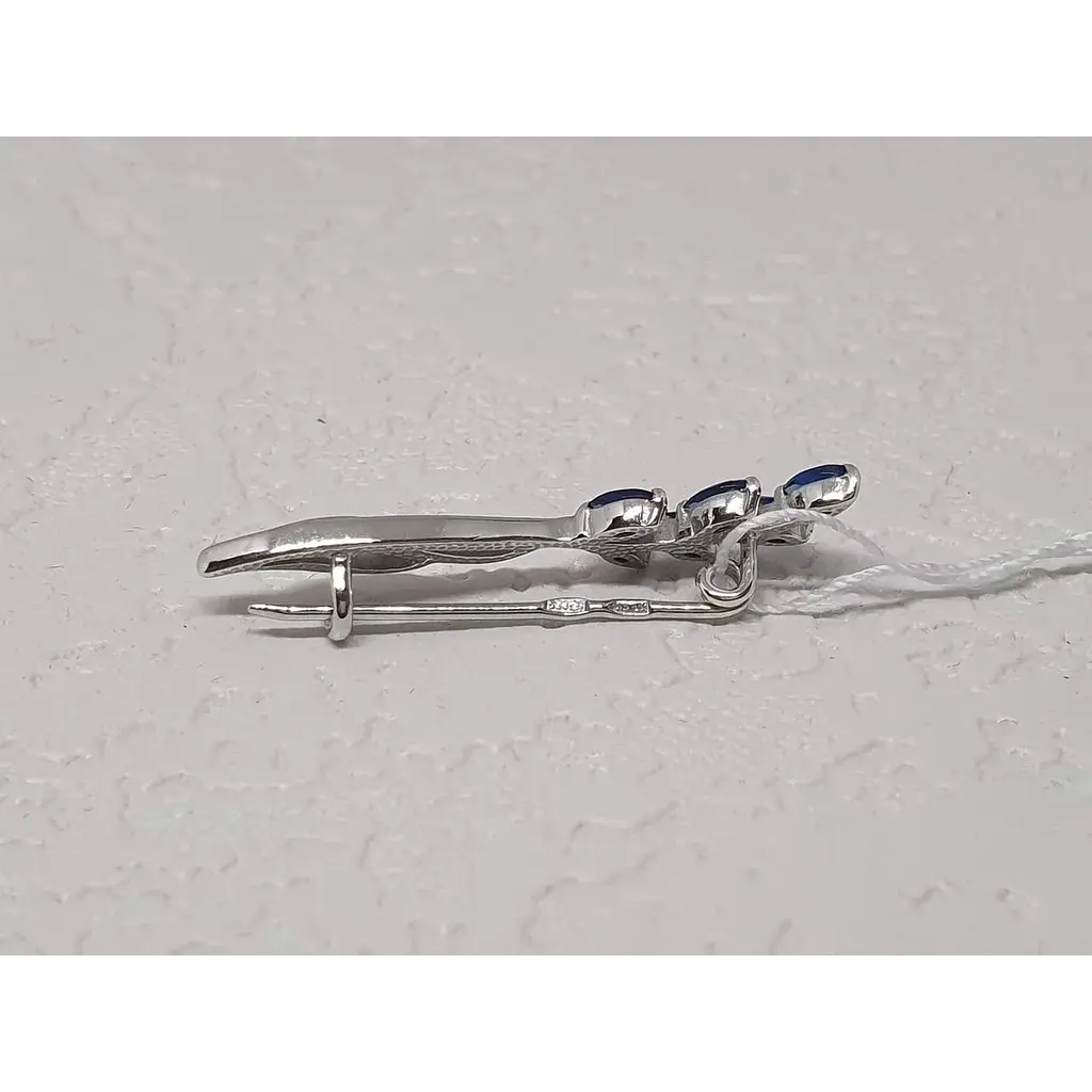 Срібна брошка-шпилька Ірій з фіанітами. 9520 СИН - фото 2