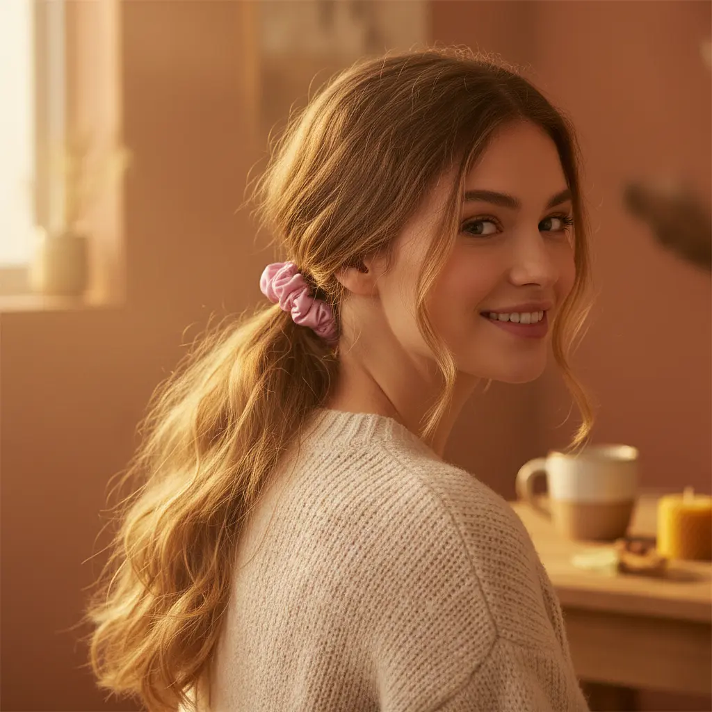 Набір з 5 штук шовкових резинок для волосся Чумацький Шлях - обери настрій - Choose Your Mood - Розмір L (1240-02) - фото 11