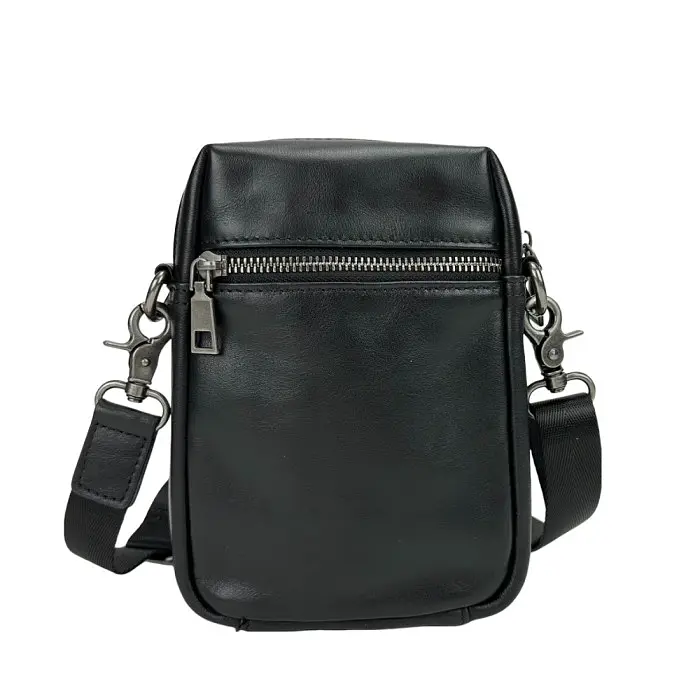 Чоловіча маленька шкіряна сумочка TIDING BAG 1633A чорна - фото 4