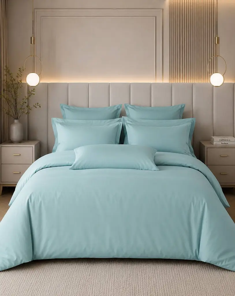 Комплект постільної білизни Євро Issimo MINT BLUE 200×220 см, сатин Premium TC303376395 - фото 2