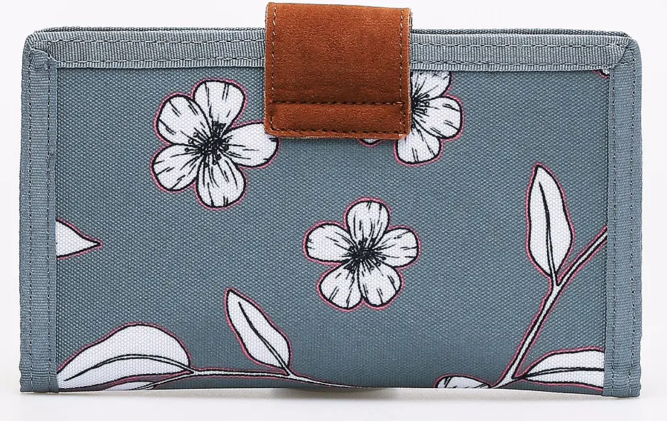 Гаманець жіночий тканинний Roxy Work For Us Wallet 10x19x2 см поліестер сірий з квітами
