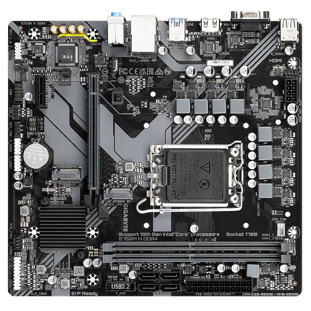 Mатеринська плата Gigabyte B760M H DDR4 LGA 1700 (B760M H DDR4) - фото 3