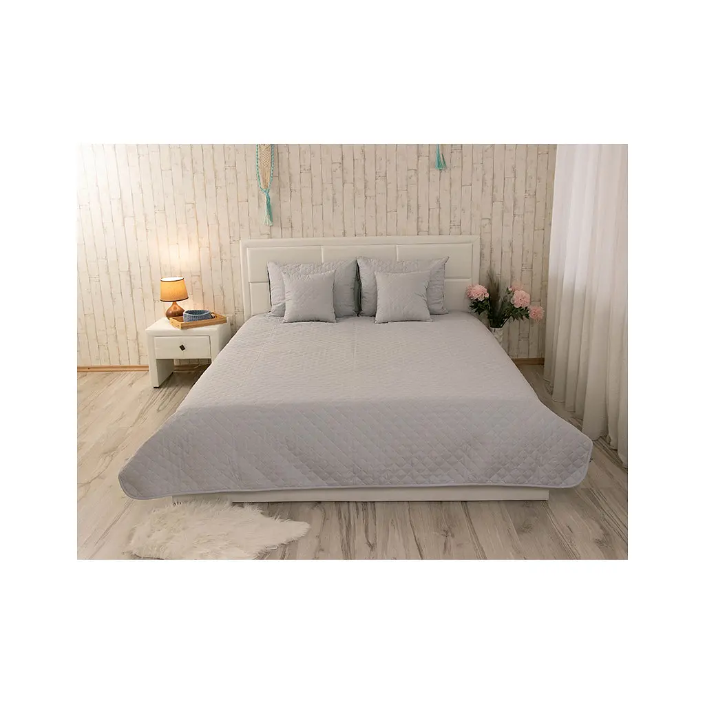 Покривало Руно двостороннє декоративне Velour Dark Grey ромб 150х220 см (360.55_Dark Grey ромб) - фото 8