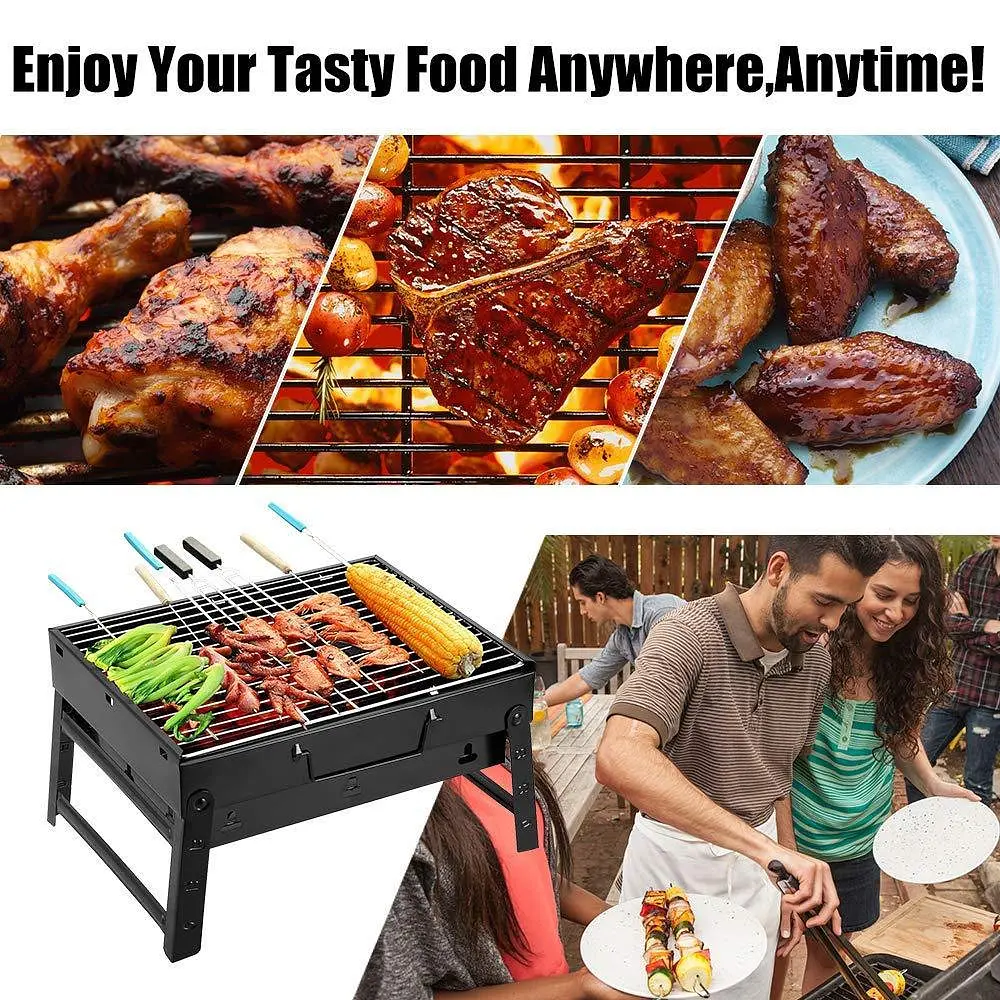 Портативний гриль Складаний барбекю грати 35 x 27 x 20 см BBQ Grill Portable чорний - фото 5