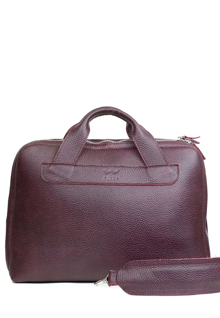 Кожаная деловая сумка Attache Briefcase бордовый флотар - фото 2
