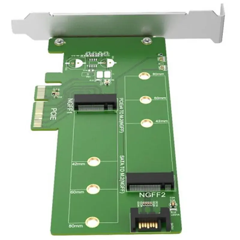 Контролер Maiwo Multi-Size PCIex4 & SATA to M.2 (M-Key or B-key) KT015 SSD (45774) - фото 2