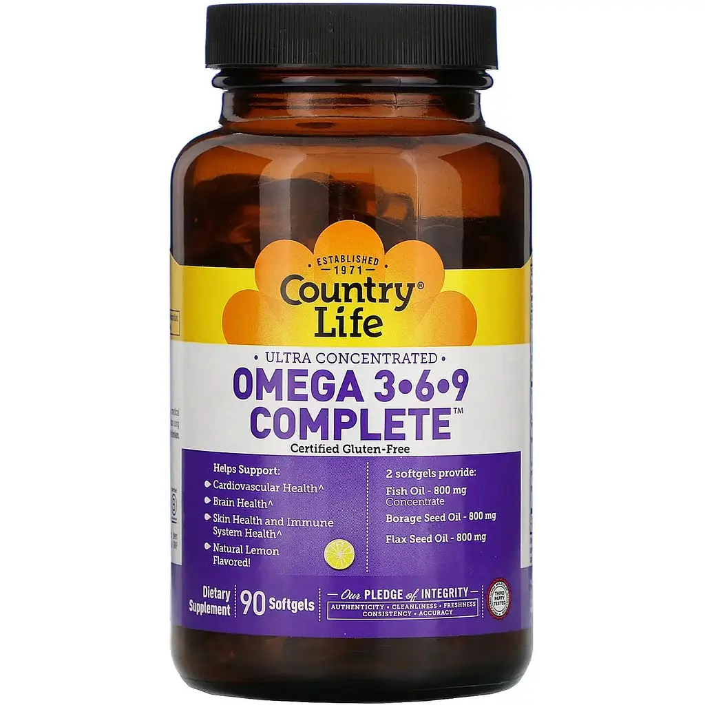 Жирные кислоты Country Life Omega 3-6-9 Complete 90 капсул - фото 3