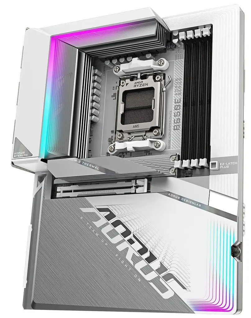 Материнська плата GIGABYTE B650E AORUS STEALTH ICE BTF (B650E AORUS STEALTH ICE) (Socket AM5, AMD B650, ATX) - фото 8