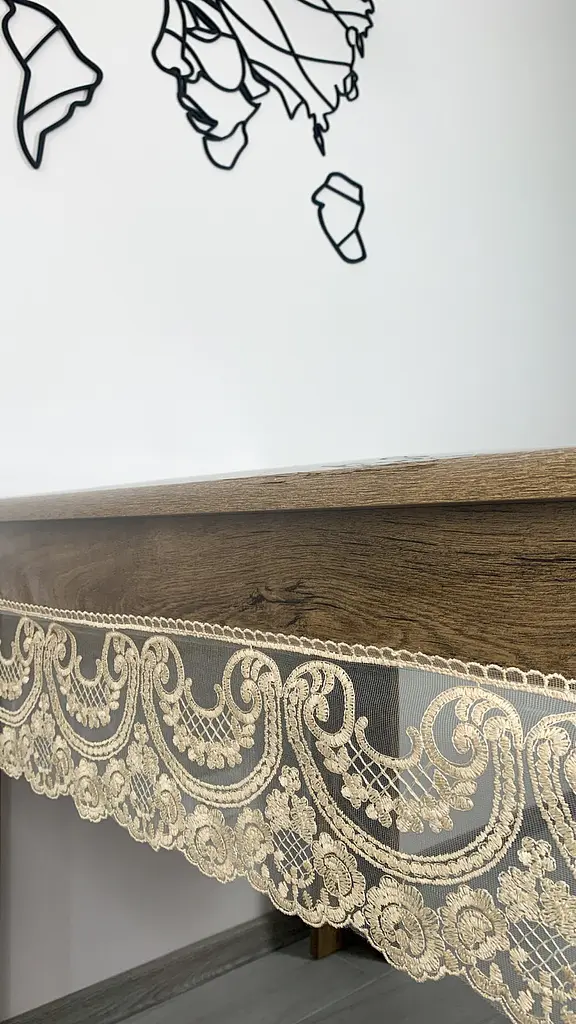 Силіконова скатертина прямокутна з мереживом Арка 15 см 190х110 см Бежевий - фото 10