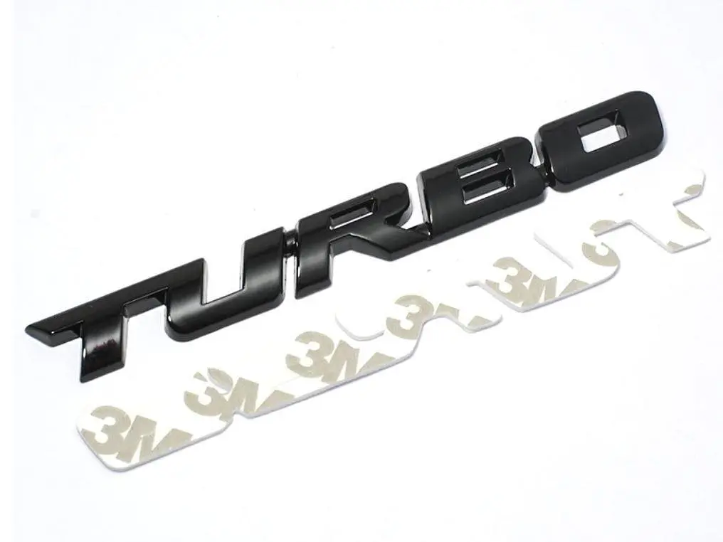 Емблема напис TURBO 97х11 мм Чорна метал на скотчі (Завод) - фото 4