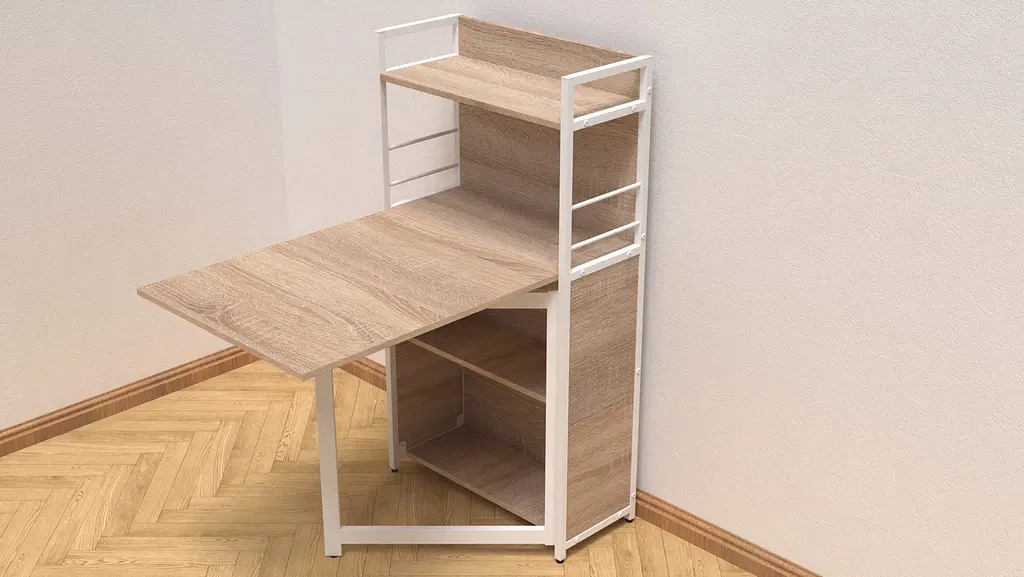 Стіл книжка з етажеркою Практик 1 Ferrum-decor 1200x640x990 Білий метал ДСП Дуб Сонома 16 мм (FRD-104621) - фото 3