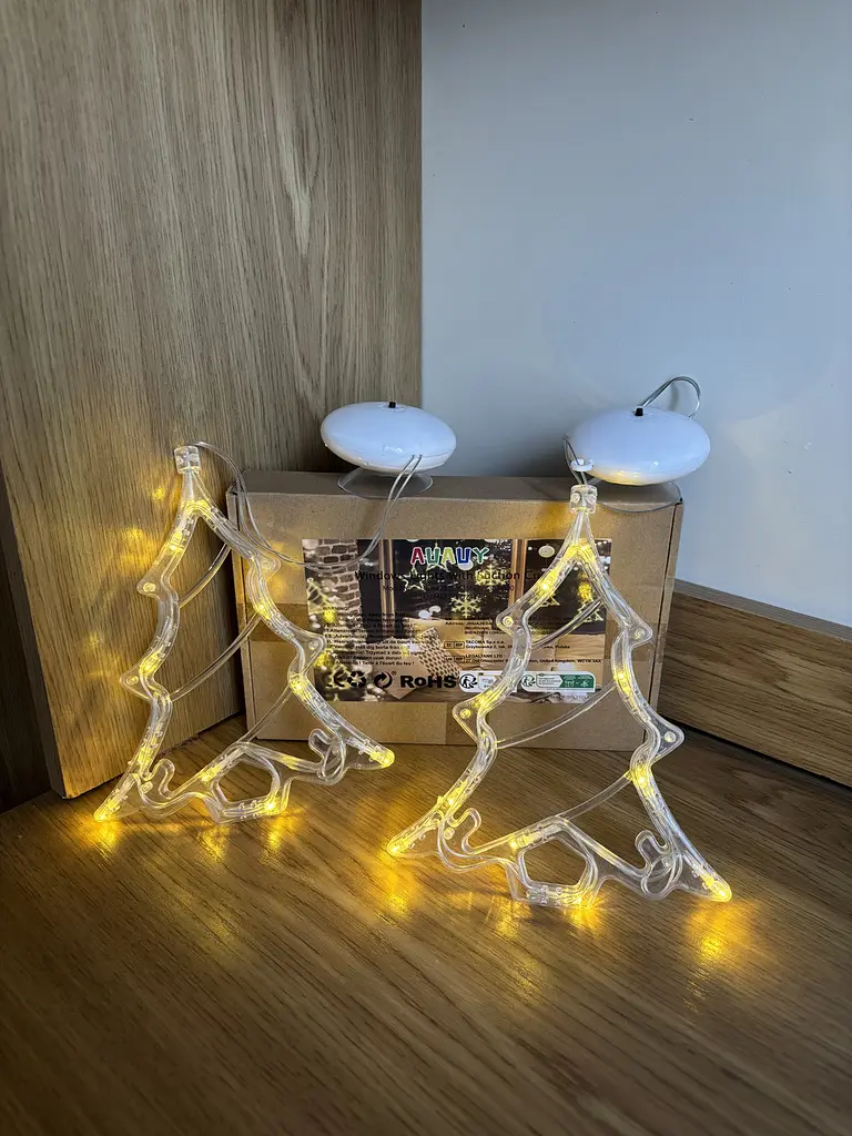 Новорічна LED гірлянда фігурка Ялинка Christmas Tree декор на вікно тепле біле світло набір з 2 шт (SKU-012) - фото 6