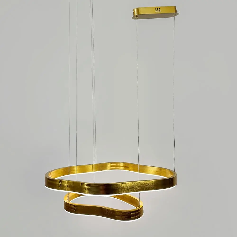 Эффектная золотая люстра на 2 яруса 65х55 см и 45х30 см | Ст. PCL006-600*400 PGD | Line F - фото 6