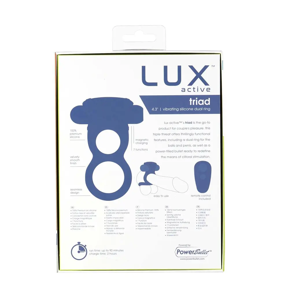 Ерекційне кільце Lux Active Triad Vibrating Dual Cock Ring подвійне з вібрацією пульт д/у - фото 7
