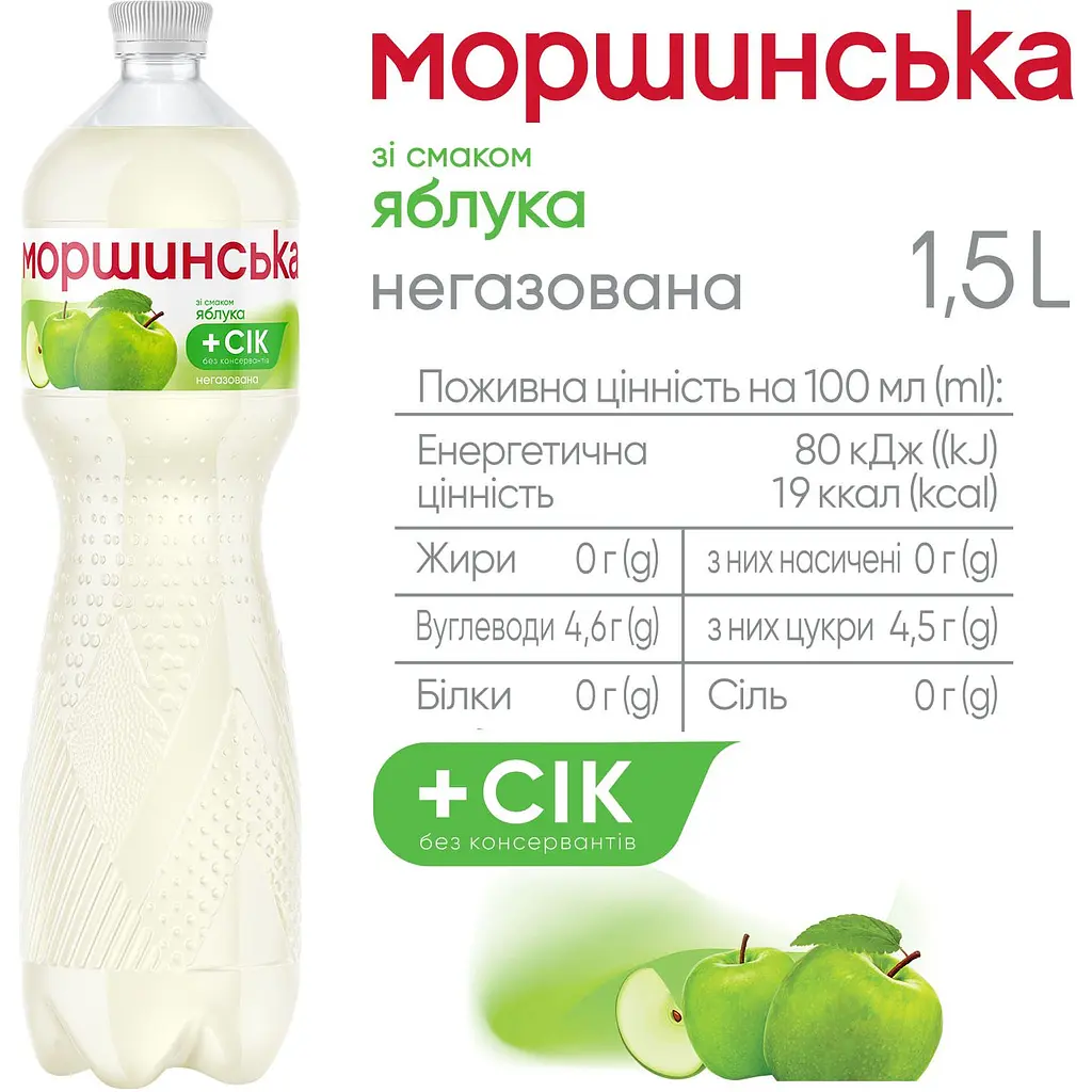 Упаковка напою Моршинська зі смаком яблука негазований 9 л (1.5 л x 6 шт.) - фото 4
