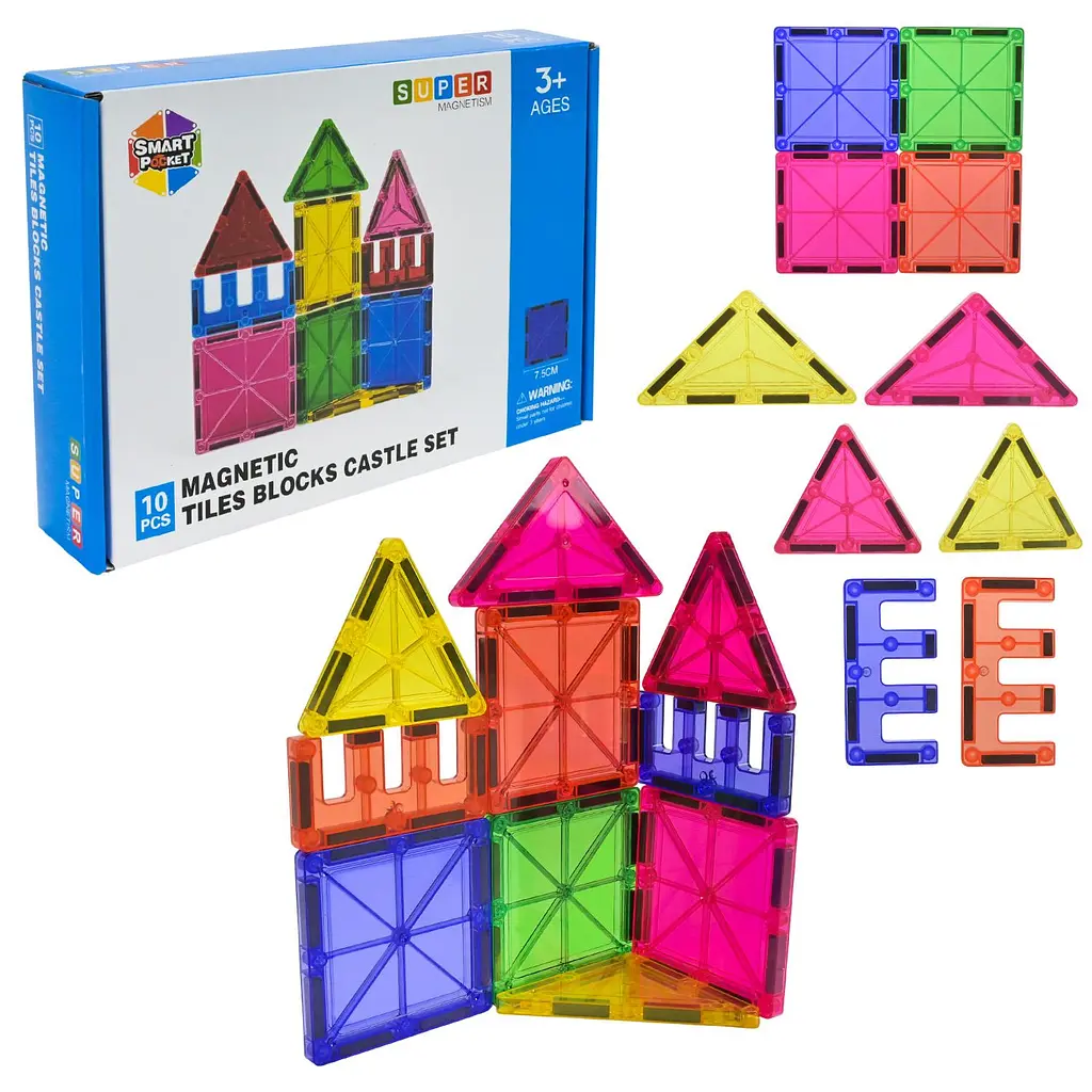 Магнітний конструктор із прозорих геометричних блоків Magnetic tiles (S-1001)