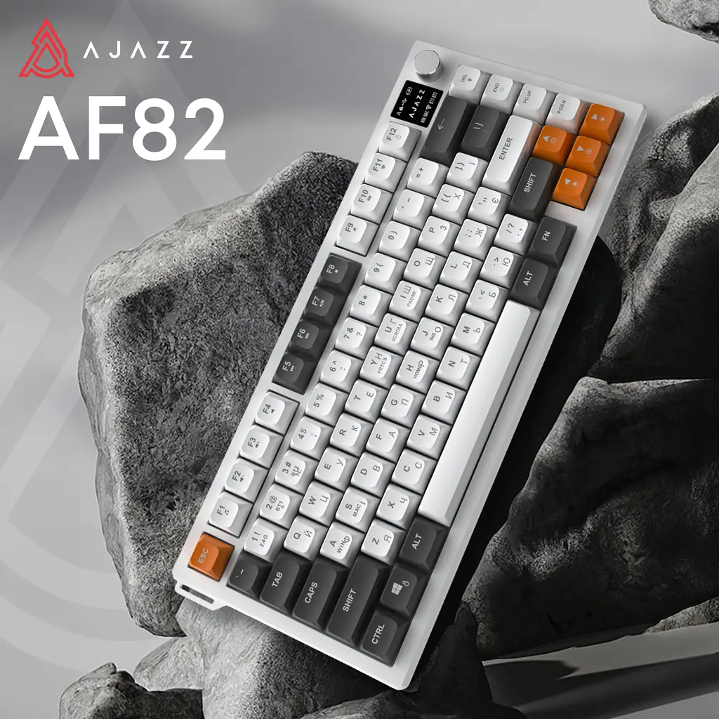 Клавіатура Ajazz AF82 Wireless/Bluetooth/USB UA Gray/White/Orange (AF82-GWO) - фото 6