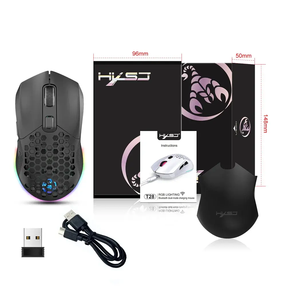Миша бездротова HXSJ Т28 з акумулятором та RGB підсвічуванням 2,4G+Bluetooth Black - фото 5