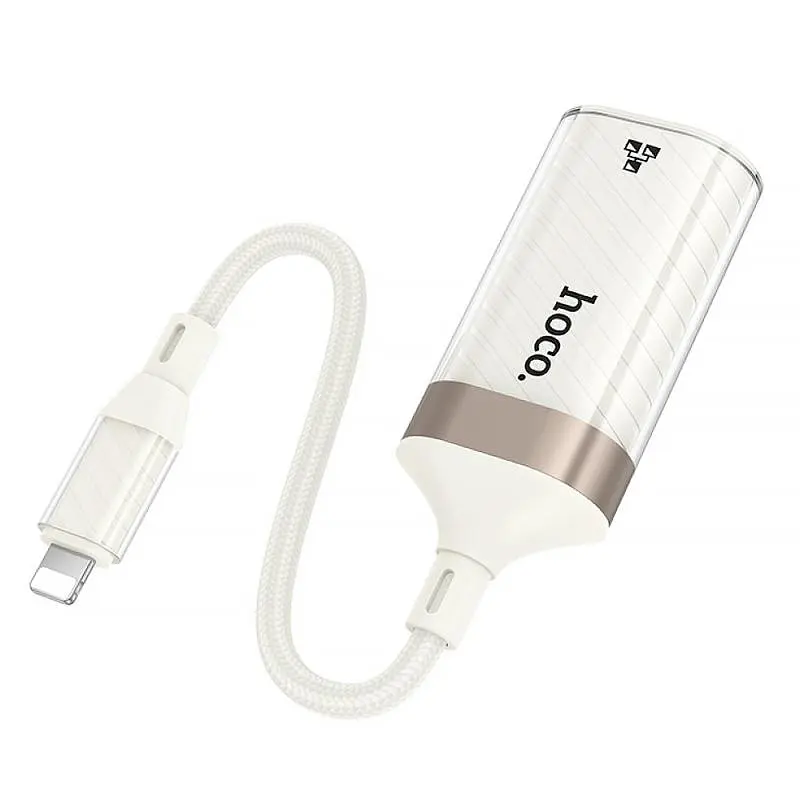 Перехідник Hoco UA41A Crystal Lightning to RJ45 100 Mbs (0.15m) Apricot - фото 3