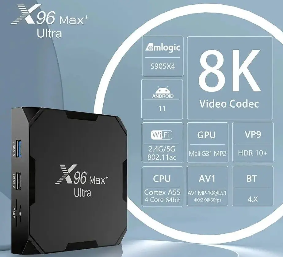 Смарт ТВ приставка X96 Android 11 SmartTV Box MAX Plus Ultra 4/32Gb 8K HDR - фото 5