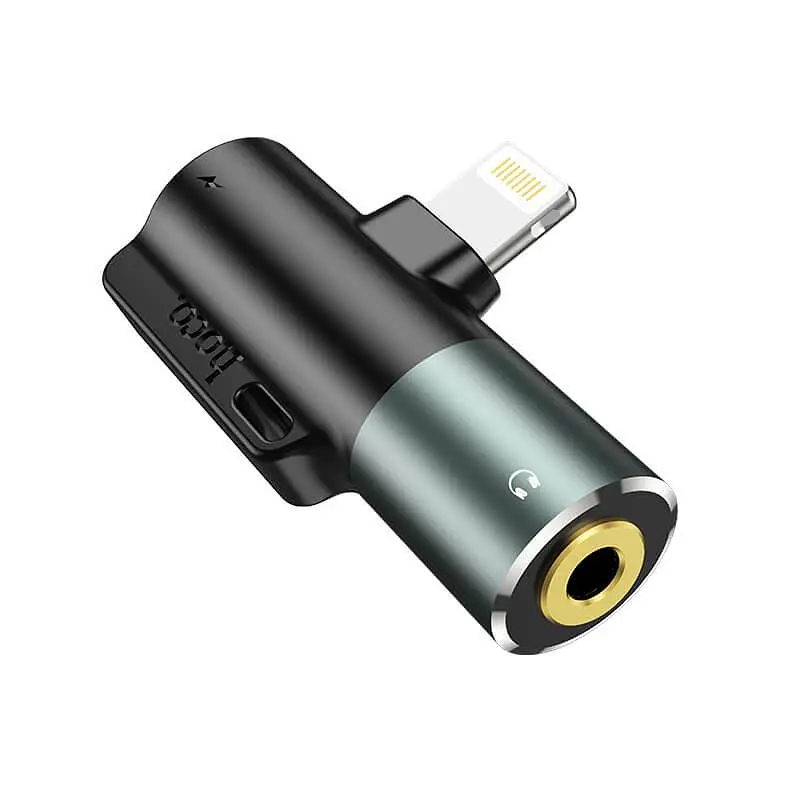 Перехідник Hoco digital 3.5 audio converter for Lightning LS32 чорно сірий - фото 3