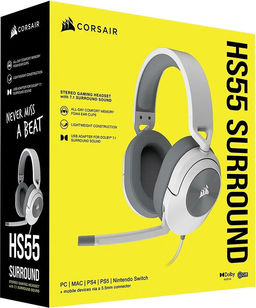 Ігрові навушники Corsair HS55 Surround White (CA-9011266) [75608] - фото 10